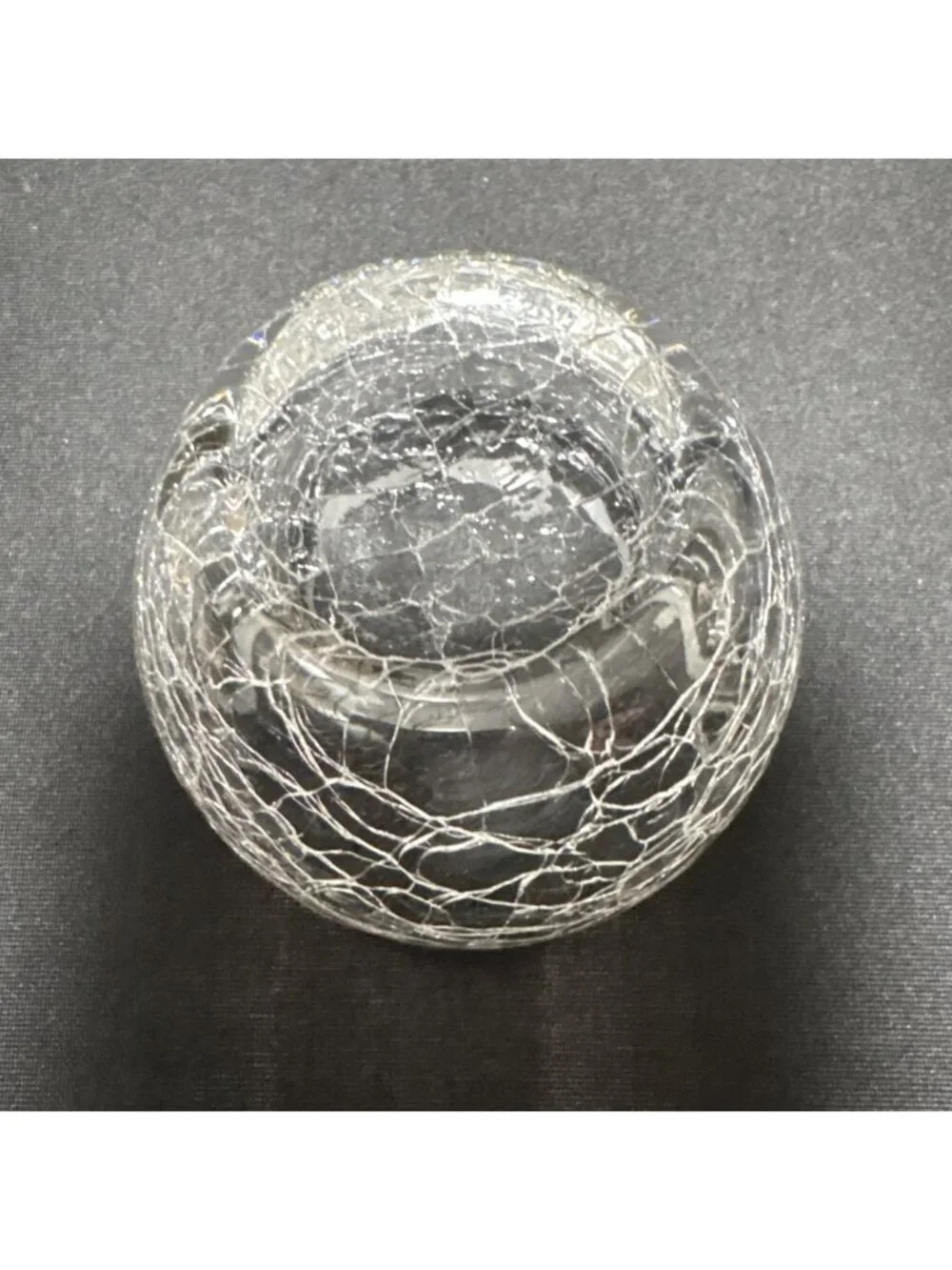 Clear Crackle Glass Globe Vase Round Bowl Candle Holder Orb Tea Light Candle